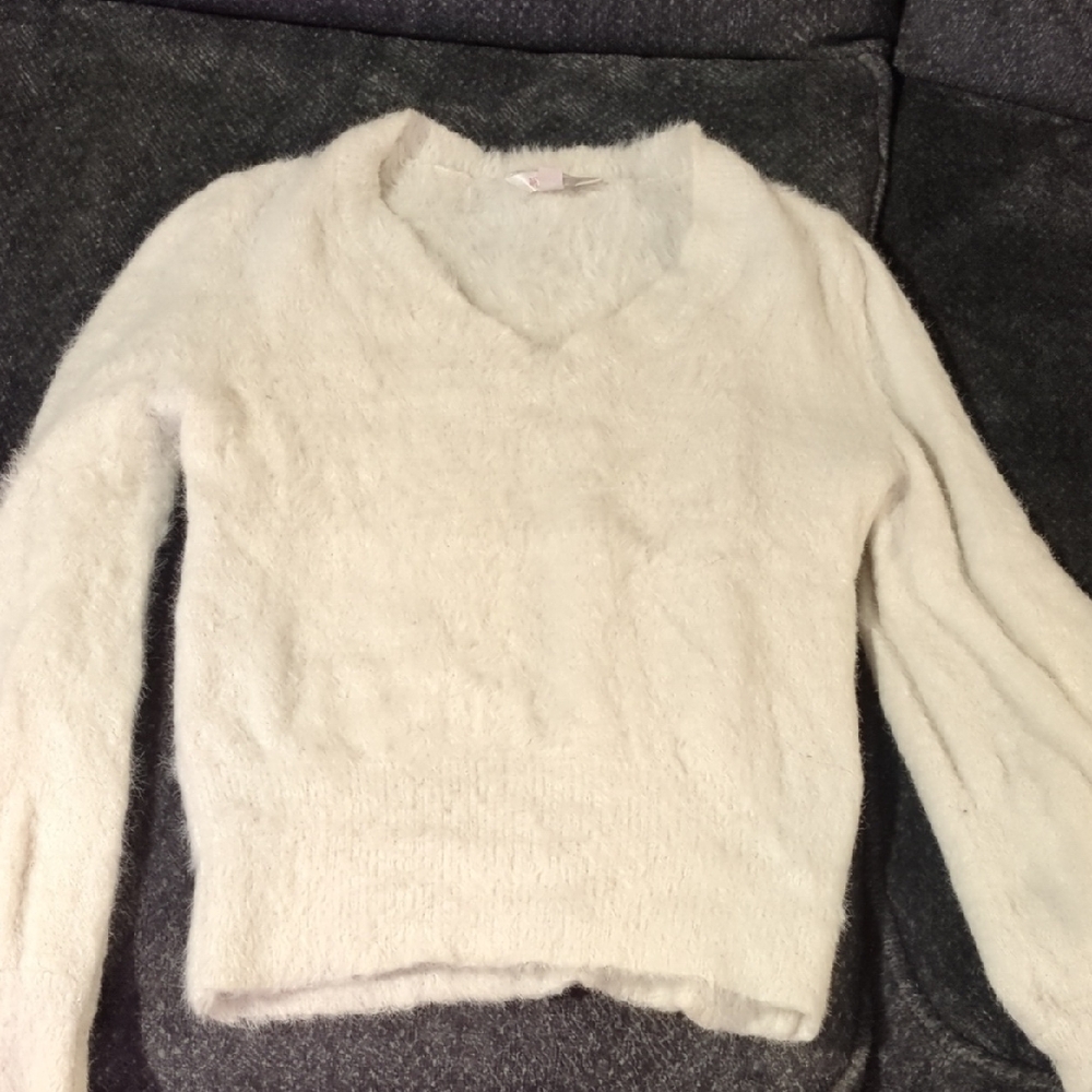 No Boundaries Soft White V-Neck Sweater